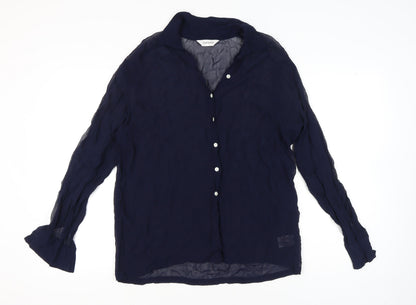 Womens UK Size 10 Topshop Blue Basic Button-Up