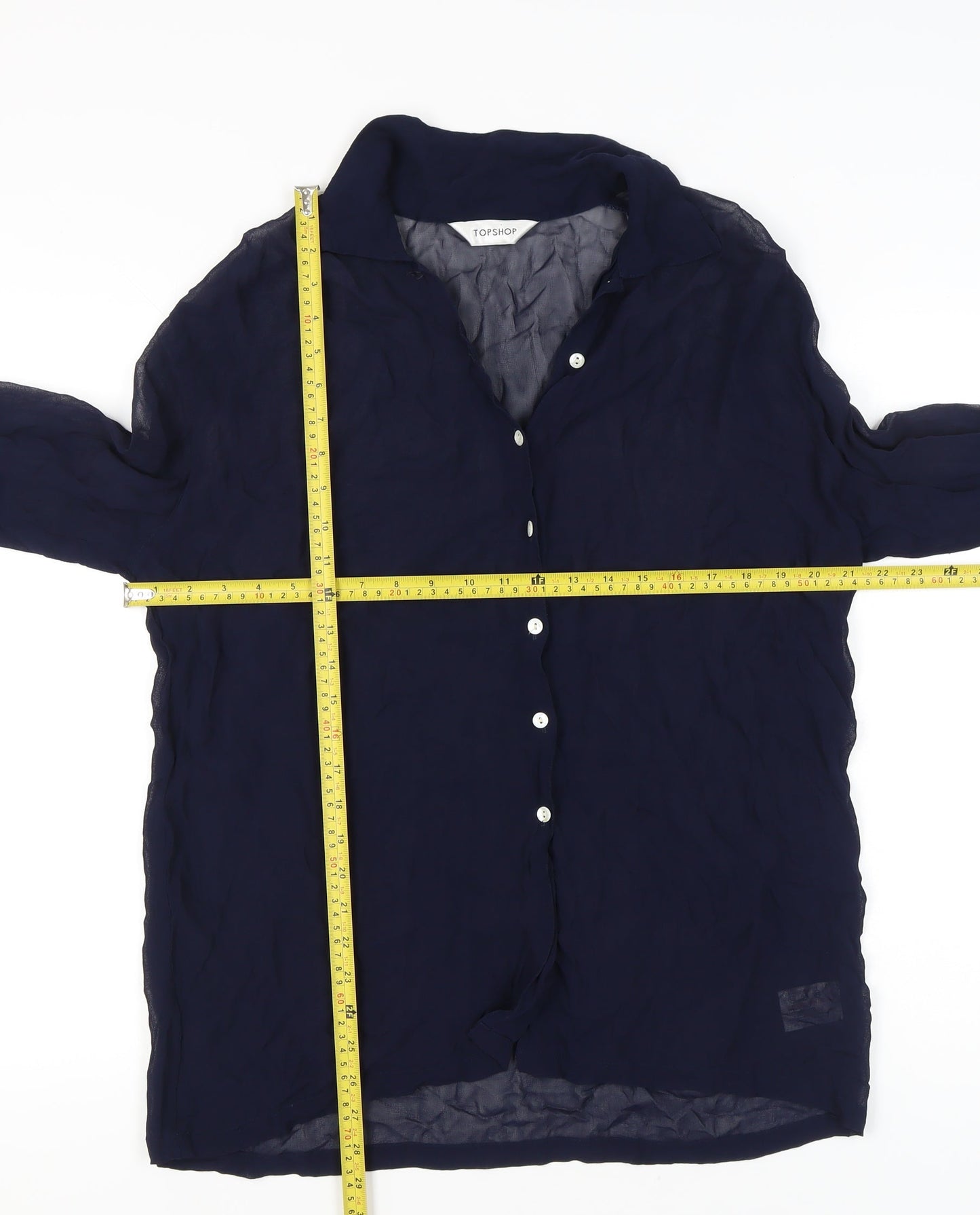 Womens UK Size 10 Topshop Blue Basic Button-Up