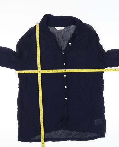 Womens UK Size 10 Topshop Blue Basic Button-Up