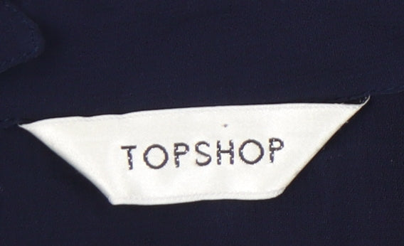 Womens UK Size 10 Topshop Blue Basic Button-Up
