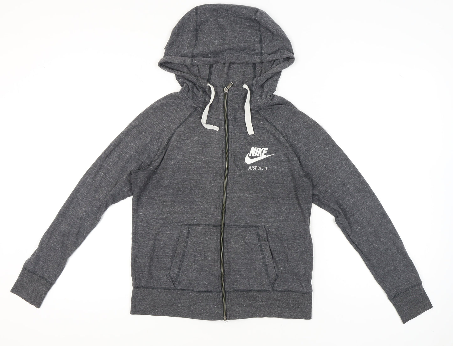 Nike Womens Grey Full Zip Hoodie Sweatshirt M Hooded Sportswear