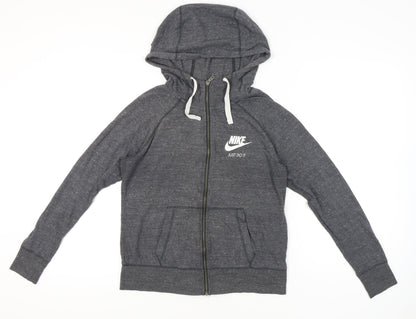 Nike Womens Grey Full Zip Hoodie Sweatshirt M Hooded Sportswear