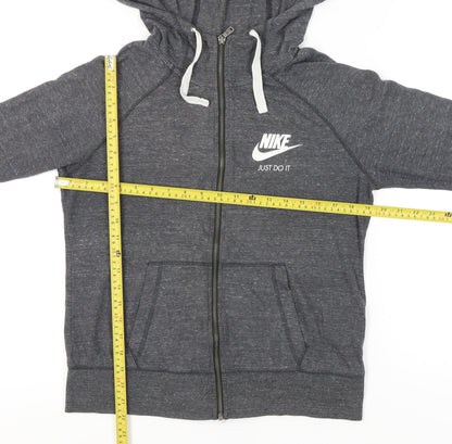 Nike Womens Grey Full Zip Hoodie Sweatshirt M Hooded Sportswear