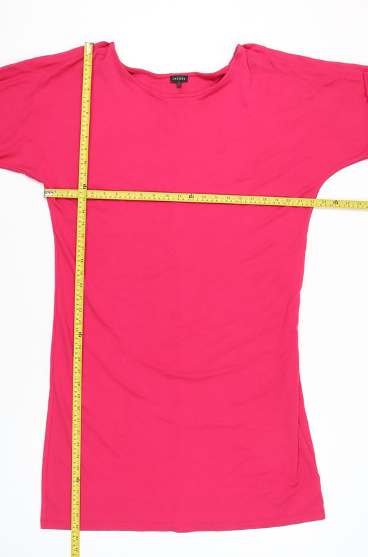 Jaeger Women’s Pink Shift Knee Length Dress L Boat Neck 3/4 Sleeve