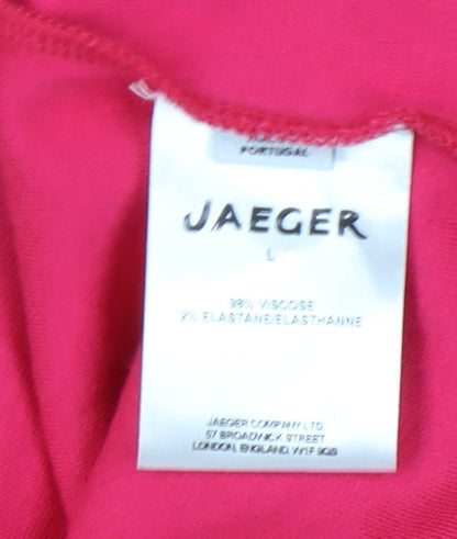 Jaeger Women’s Pink Shift Knee Length Dress L Boat Neck 3/4 Sleeve