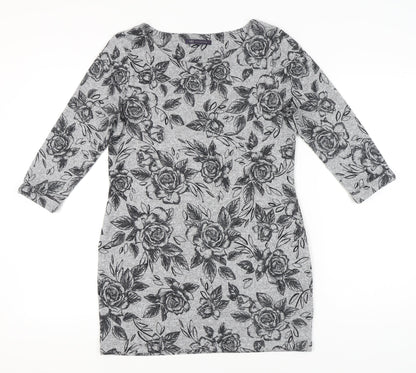 Marks and Spencer Women’s Grey Floral Shift Dress Size 12