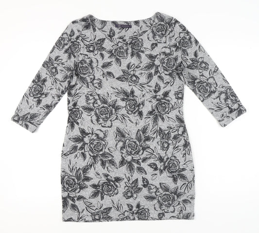 Marks and Spencer Women’s Grey Floral Shift Dress Size 12