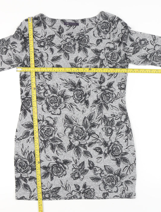 Marks and Spencer Women’s Grey Floral Shift Dress Size 12
