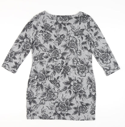 Marks and Spencer Women’s Grey Floral Shift Dress Size 12