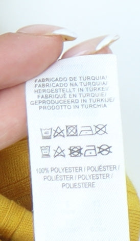 Primark Women’s Yellow Wrap Dress Size 10 Short Sleeve V-Neck