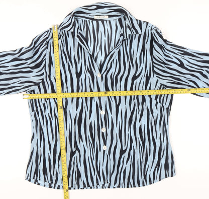 Womens UK Size 16 Platinum Blue Basic Button-Up