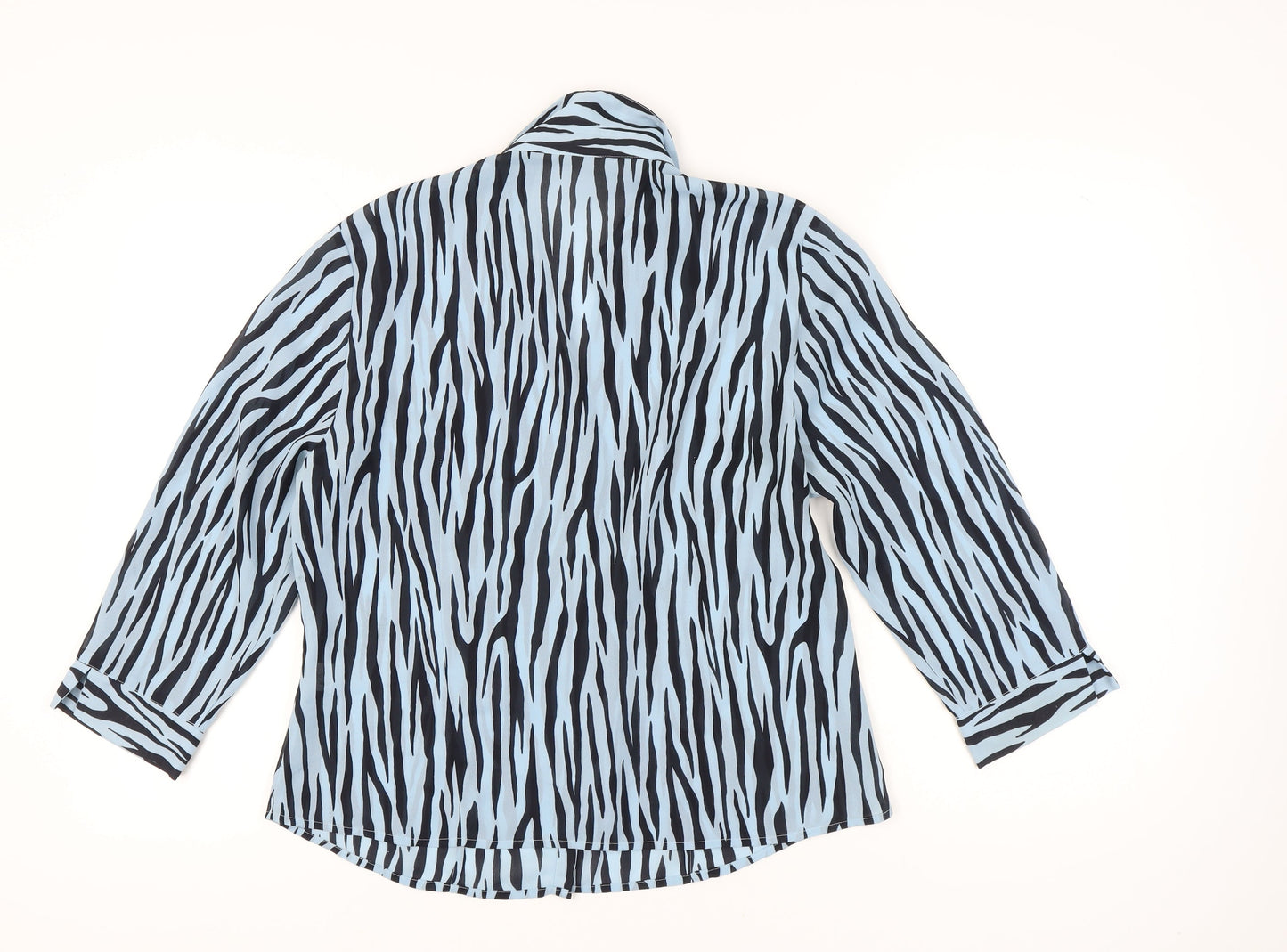 Womens UK Size 16 Platinum Blue Basic Button-Up