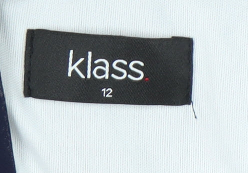 Klass Women’s Navy Blue Lace Sheath Dress Size 12 Knee Length V-Neck
