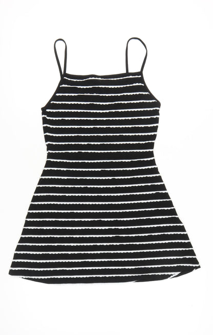 Topshop Women Black White Stripe Mini Slip Dress Size 12