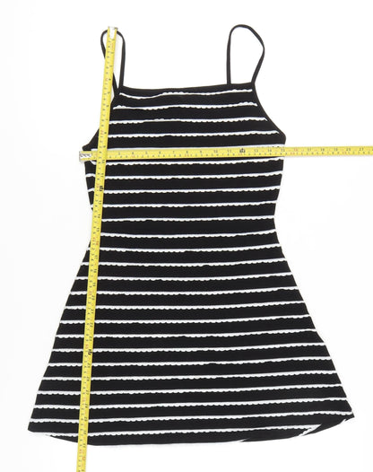 Topshop Women Black White Stripe Mini Slip Dress Size 12