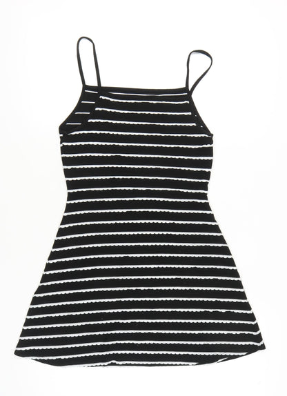 Topshop Women Black White Stripe Mini Slip Dress Size 12