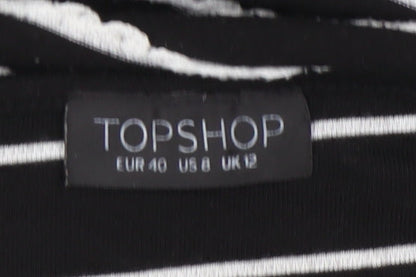 Topshop Women Black White Stripe Mini Slip Dress Size 12