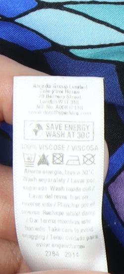 Dorothy Perkins Women’s Blue Geometric Shift Dress Size 12 Short Sleeve