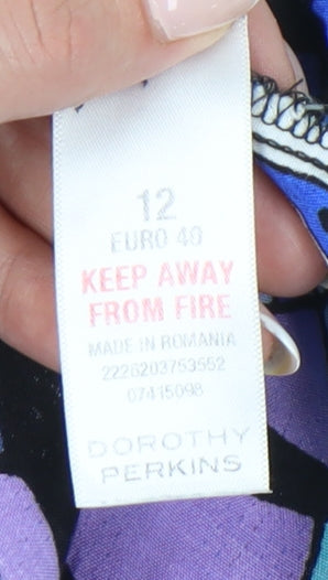 Dorothy Perkins Women’s Blue Geometric Shift Dress Size 12 Short Sleeve