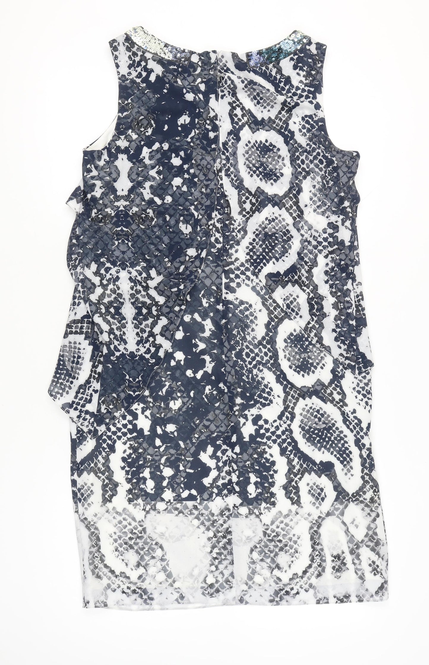 Fenn Wright Manson Womens Dress Size 16 Sheath Multicoloured Sequin Neckline Party