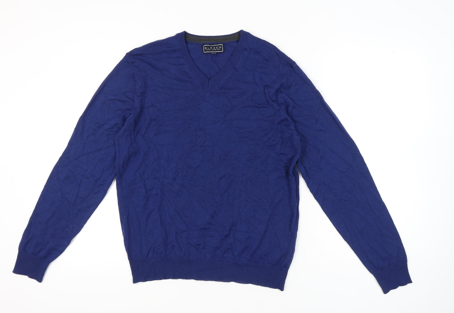 Blazer Men's Blue XL V-Neck Wool Blend Pullover Jumper