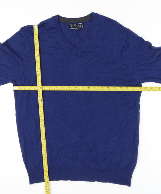 Blazer Men's Blue XL V-Neck Wool Blend Pullover Jumper