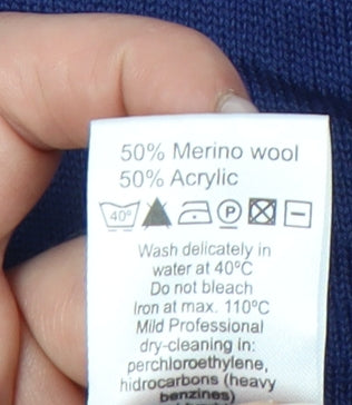 Blazer Men's Blue XL V-Neck Wool Blend Pullover Jumper