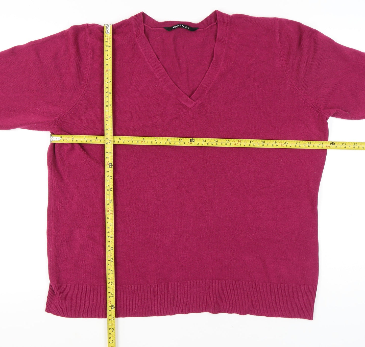 Evans Womens Plus Size 22/24 Pink V-Neck 3/4 Sleeve Jumper