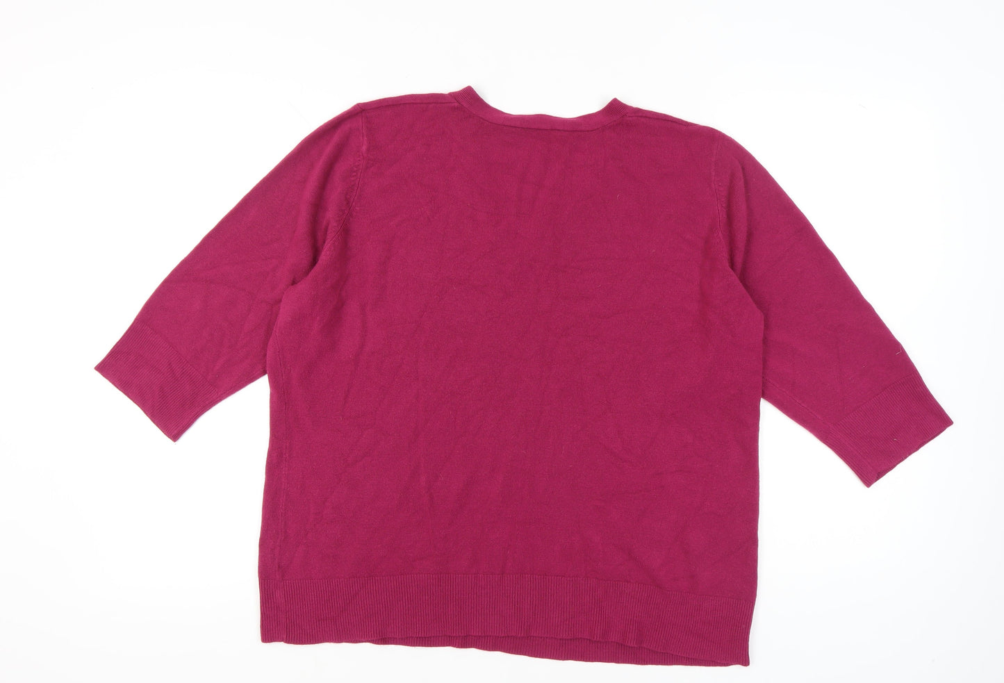 Evans Womens Plus Size 22/24 Pink V-Neck 3/4 Sleeve Jumper