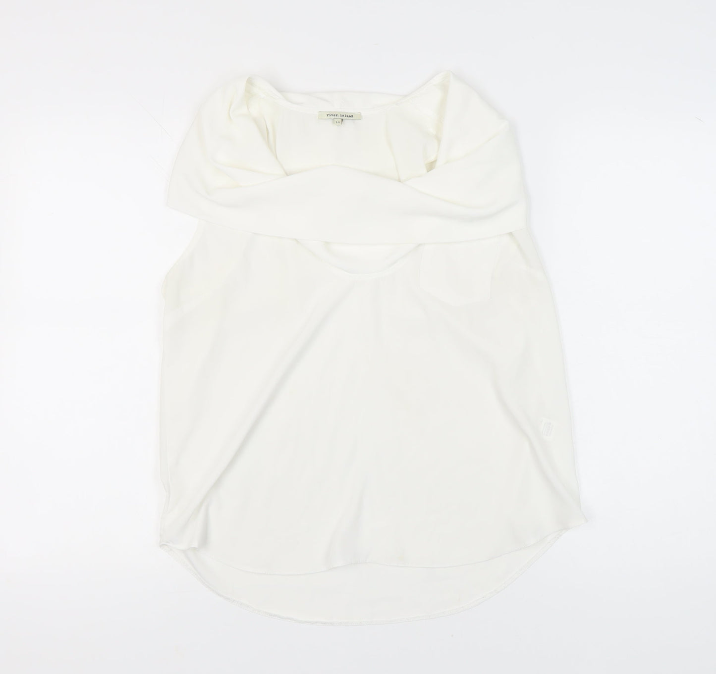River Island Women’s White Cowl Neck Sleeveless Blouse Size 14