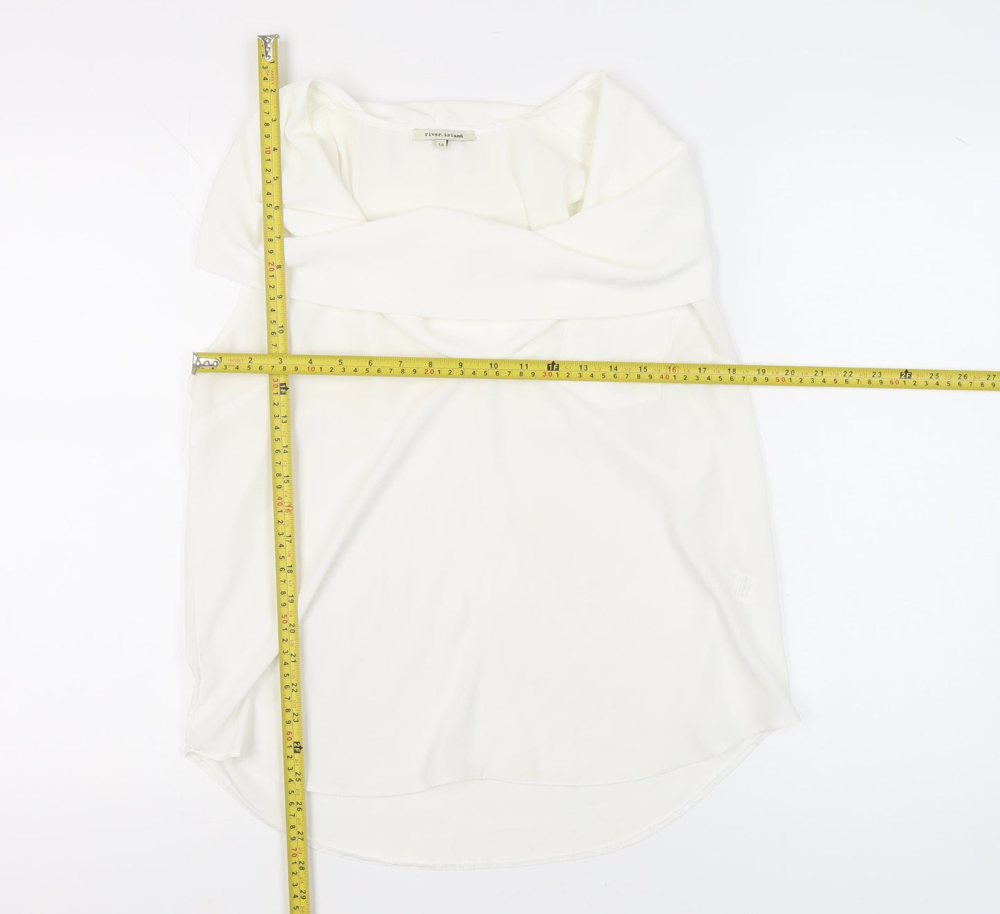 River Island Women’s White Cowl Neck Sleeveless Blouse Size 14