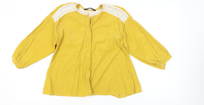 Womens UK Size 8 Zara Basic Yellow Tunic Blouse