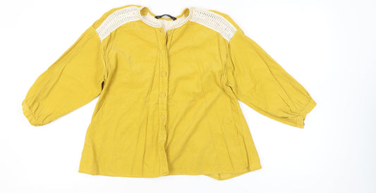 Womens UK Size 8 Zara Basic Yellow Tunic Blouse