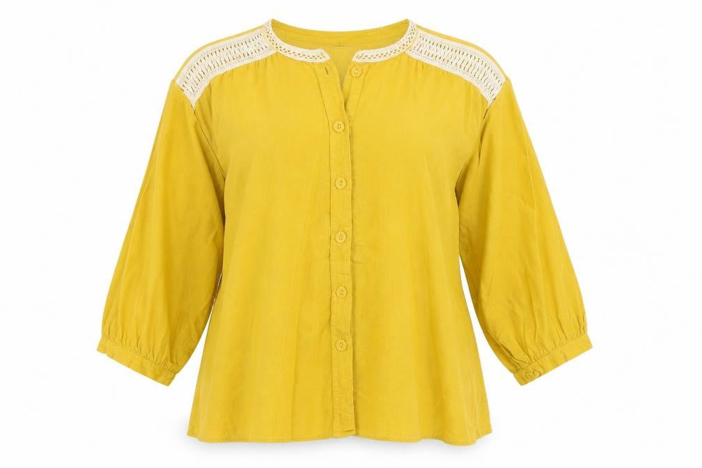 Womens UK Size 8 Zara Basic Yellow Tunic Blouse
