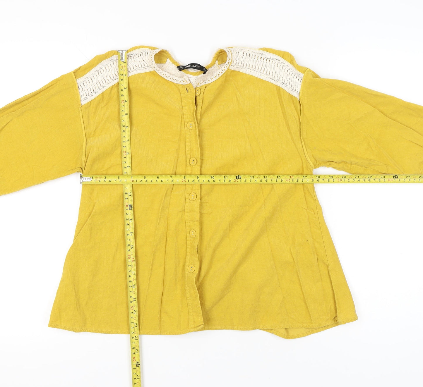 Womens UK Size 8 Zara Basic Yellow Tunic Blouse