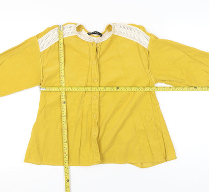 Womens UK Size 8 Zara Basic Yellow Tunic Blouse