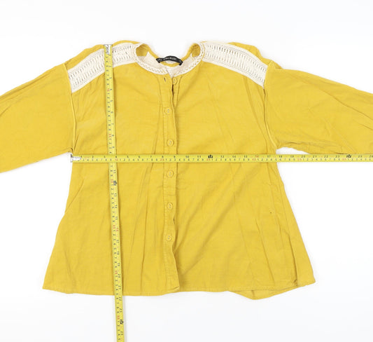 Womens UK Size 8 Zara Basic Yellow Tunic Blouse