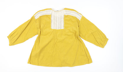 Womens UK Size 8 Zara Basic Yellow Tunic Blouse