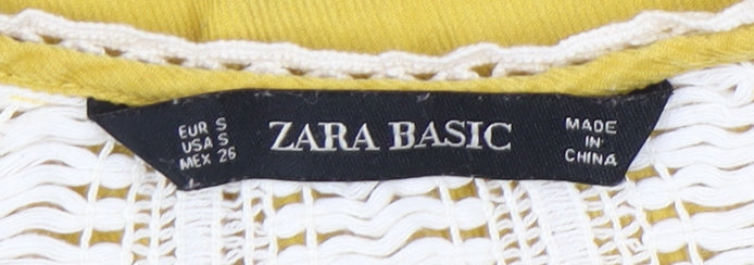 Womens UK Size 8 Zara Basic Yellow Tunic Blouse