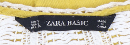 Womens UK Size 8 Zara Basic Yellow Tunic Blouse