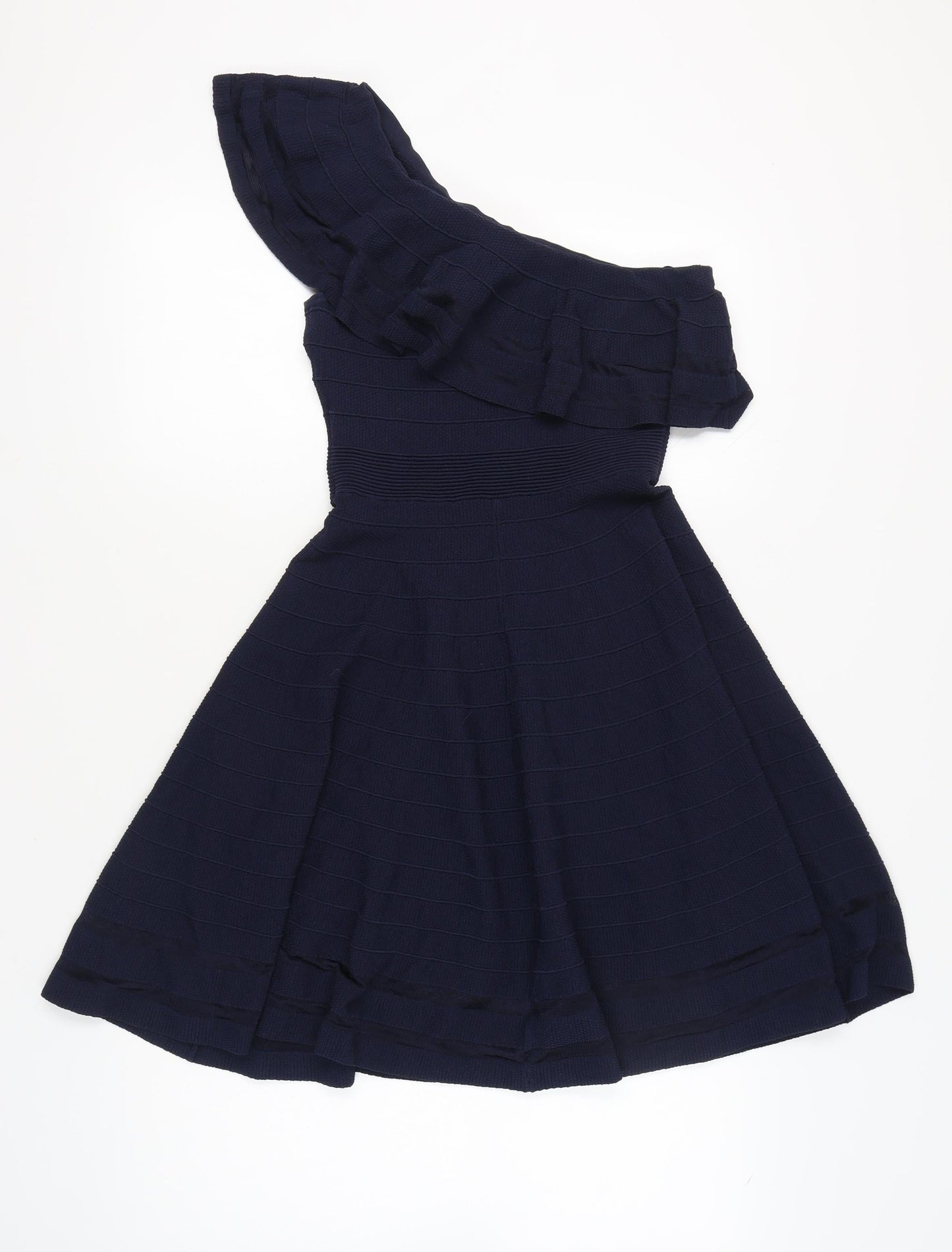 Ted Baker Women’s Blue One Shoulder Fit & Flare Ruffle Dress Size M