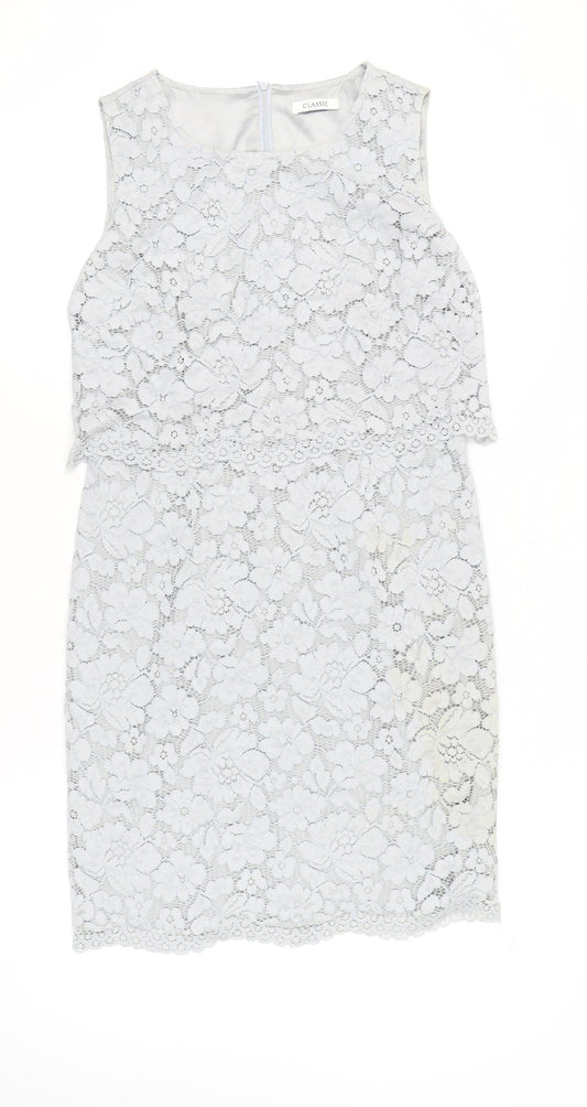 Marks and Spencer Women’s Grey Lace Sheath Dress Size 10 Knee Length