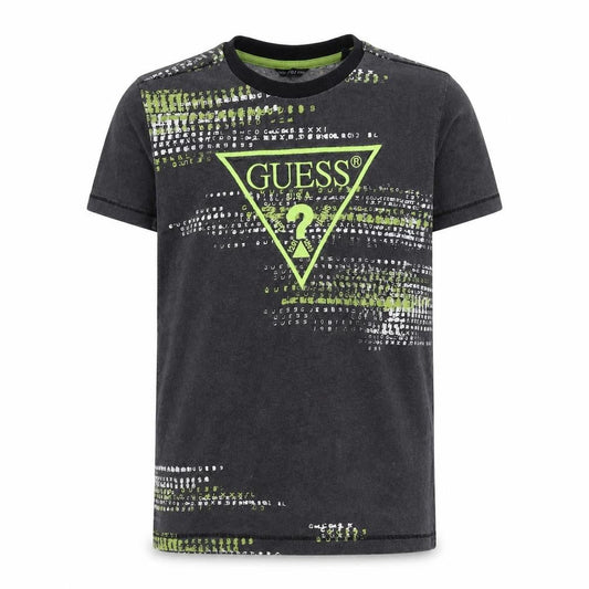 Guess Boys Black Logo Graphic T-Shirt Size 14 Years Short Sleeve Crew Neck