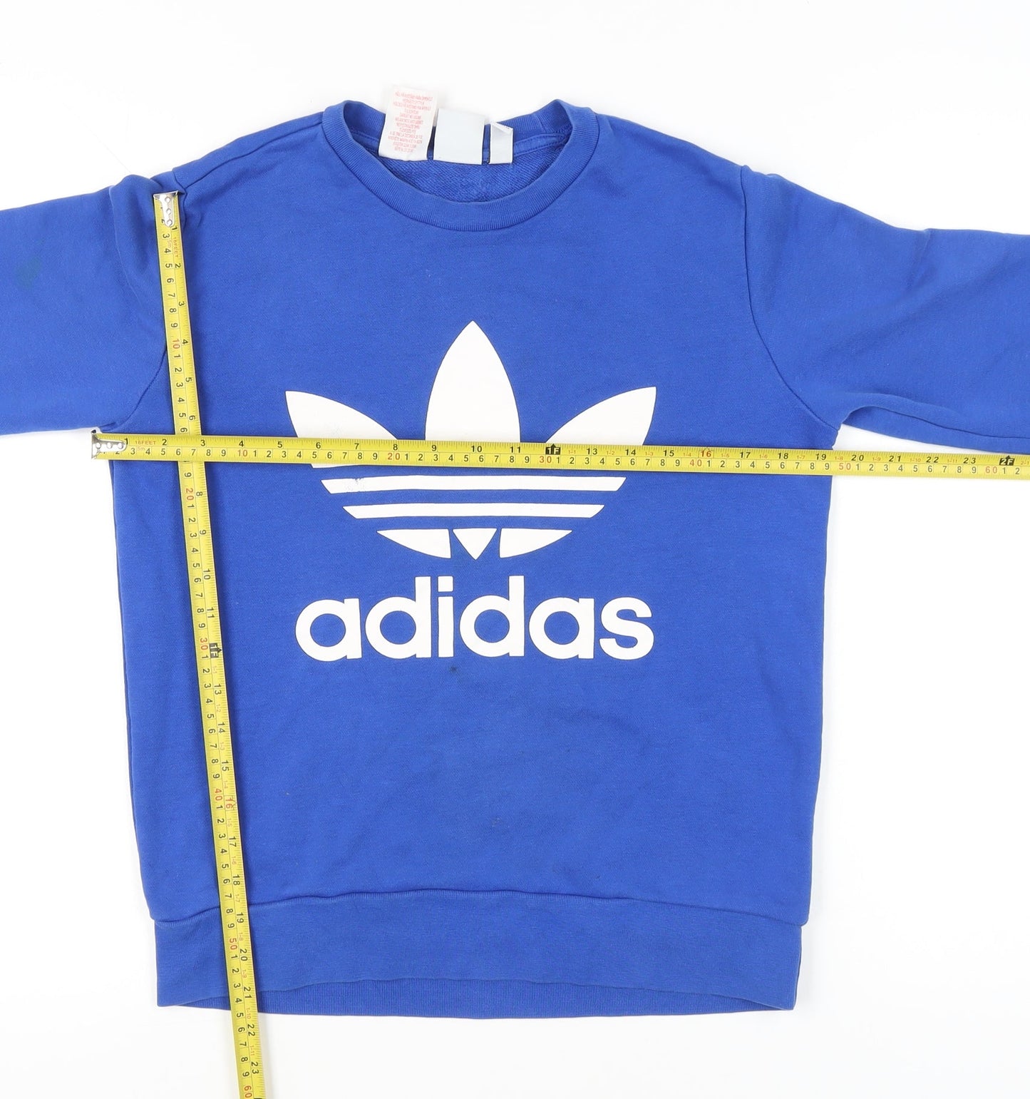 Adidas Teens Blue Logo Pullover Sweatshirt Size 14Y Cotton Blend
