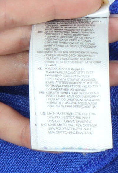 Adidas Teens Blue Logo Pullover Sweatshirt Size 14Y Cotton Blend