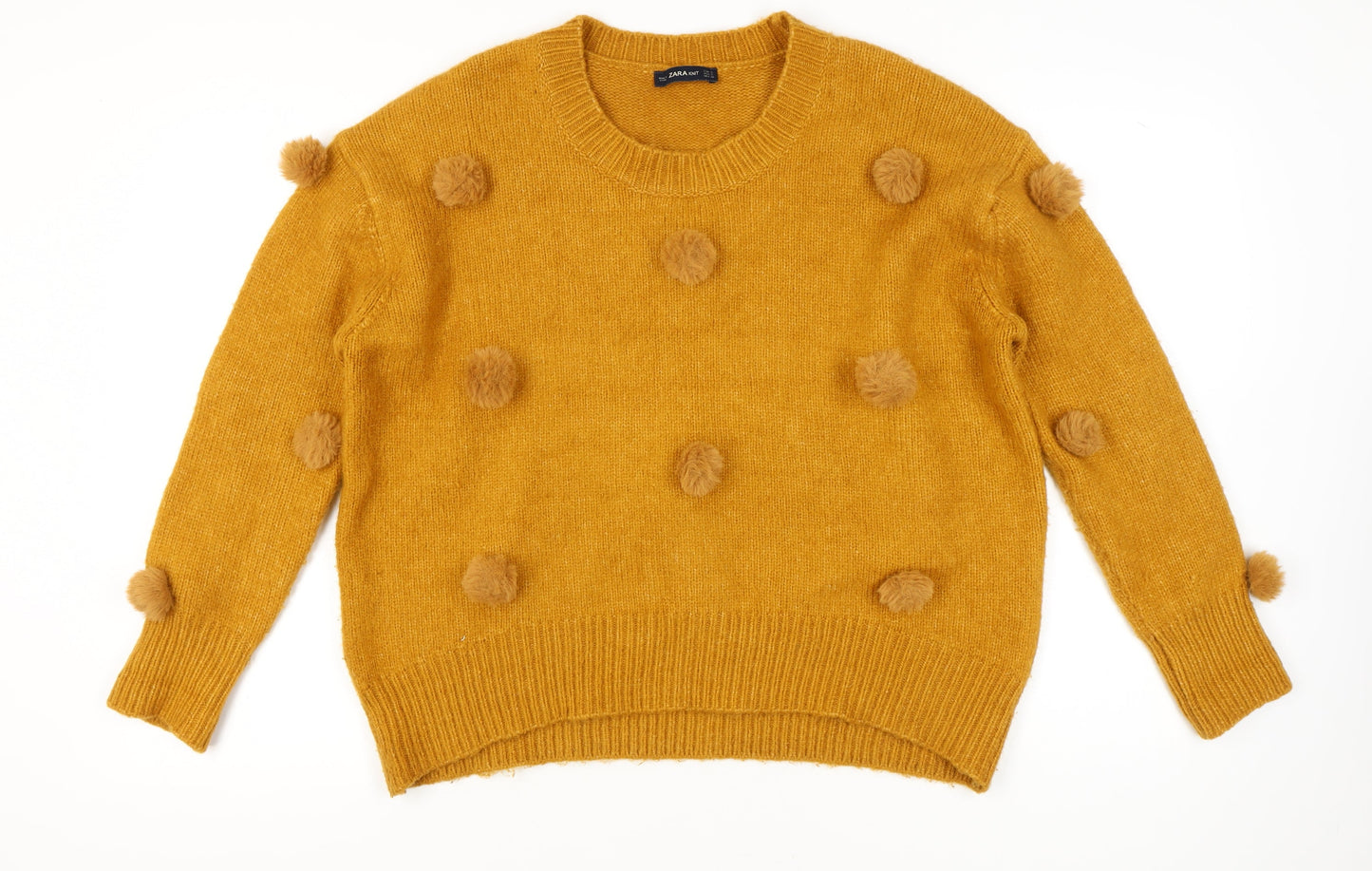 Womens UK Size S Zara Yellow Pullover Jumper