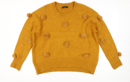 Womens UK Size S Zara Yellow Pullover Jumper