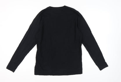 Pepe Jeans Men Black L Regular Fit Long Sleeve Logo T-Shirt Cotton