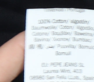 Pepe Jeans Men Black L Regular Fit Long Sleeve Logo T-Shirt Cotton