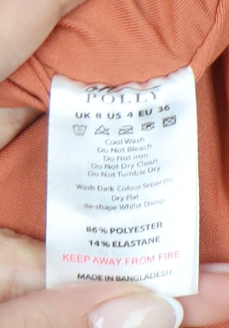 Oh Polly Women’s Orange Strapless Ruched Bodycon Mini Dress Size 8